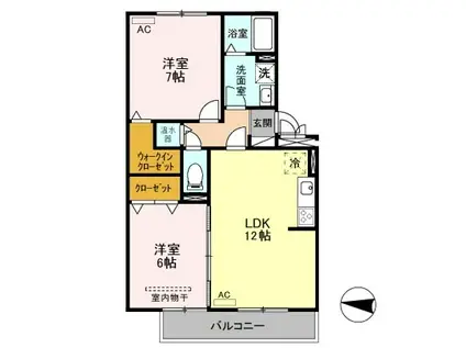 オッツ空港西 205(2LDK/2階)の間取り写真