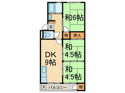 垂水農住団地3号棟(3DK/3階)の間取り写真