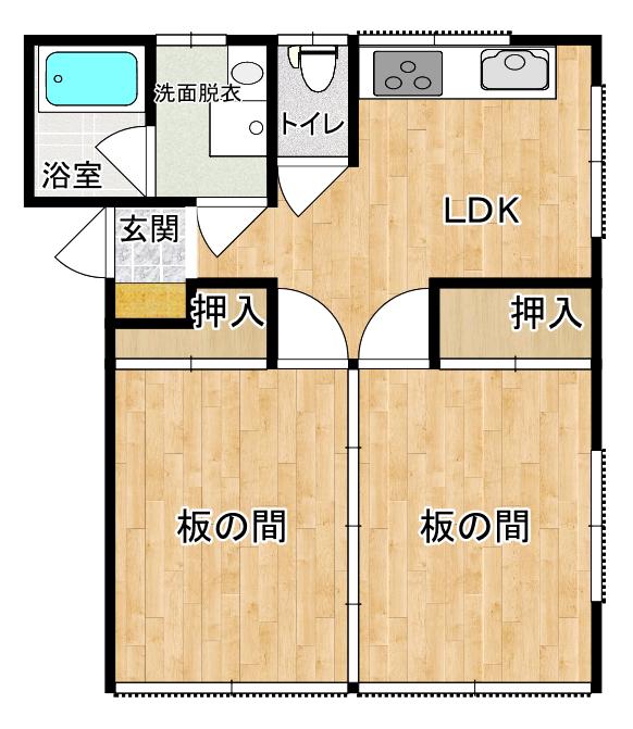 コーポツノダ(2DK/1階)の間取り写真