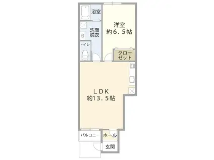 エミシア南大分(1LDK/1階)の間取り写真