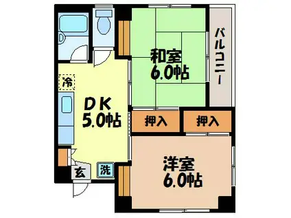 日章ビル(2DK/4階)の間取り写真