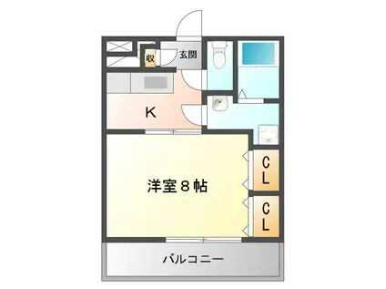 ピアーチェII(1K/1階)の間取り写真