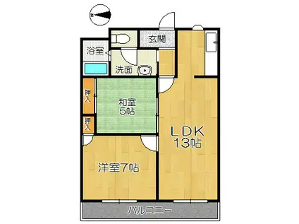プレスト友丘(2LDK/3階)の間取り写真