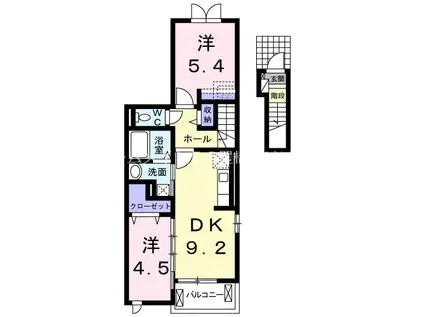 チェリーブロッサムI(2DK/2階)の間取り写真