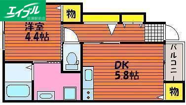 アムール雅(1DK/1階)の間取り写真