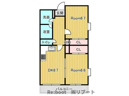 サニーフォレスト藤原参番館(2DK/4階)の間取り写真