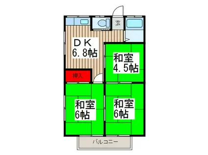 サニーガーデン(3DK/2階)の間取り写真