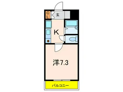 カレント宝塚(1K/3階)の間取り写真