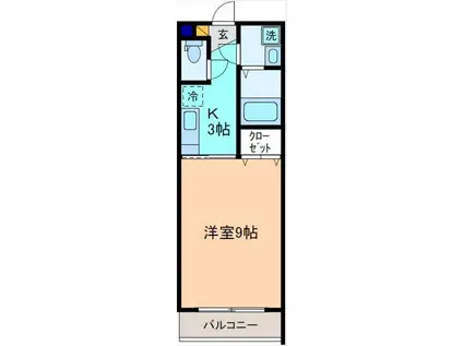 石川県金沢市 3階建 築26年(1K/3階)の間取り写真