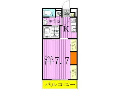 リブリ・松戸(1K/2階)の間取り写真