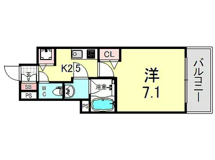 アスヴェル神戸ハーバーサイド(1K/4階)の間取り写真