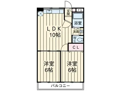 グリーンビル東中山第二(2LDK/3階)の間取り写真