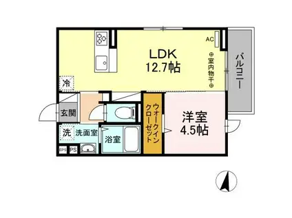 K&C成島(1LDK/3階)の間取り写真