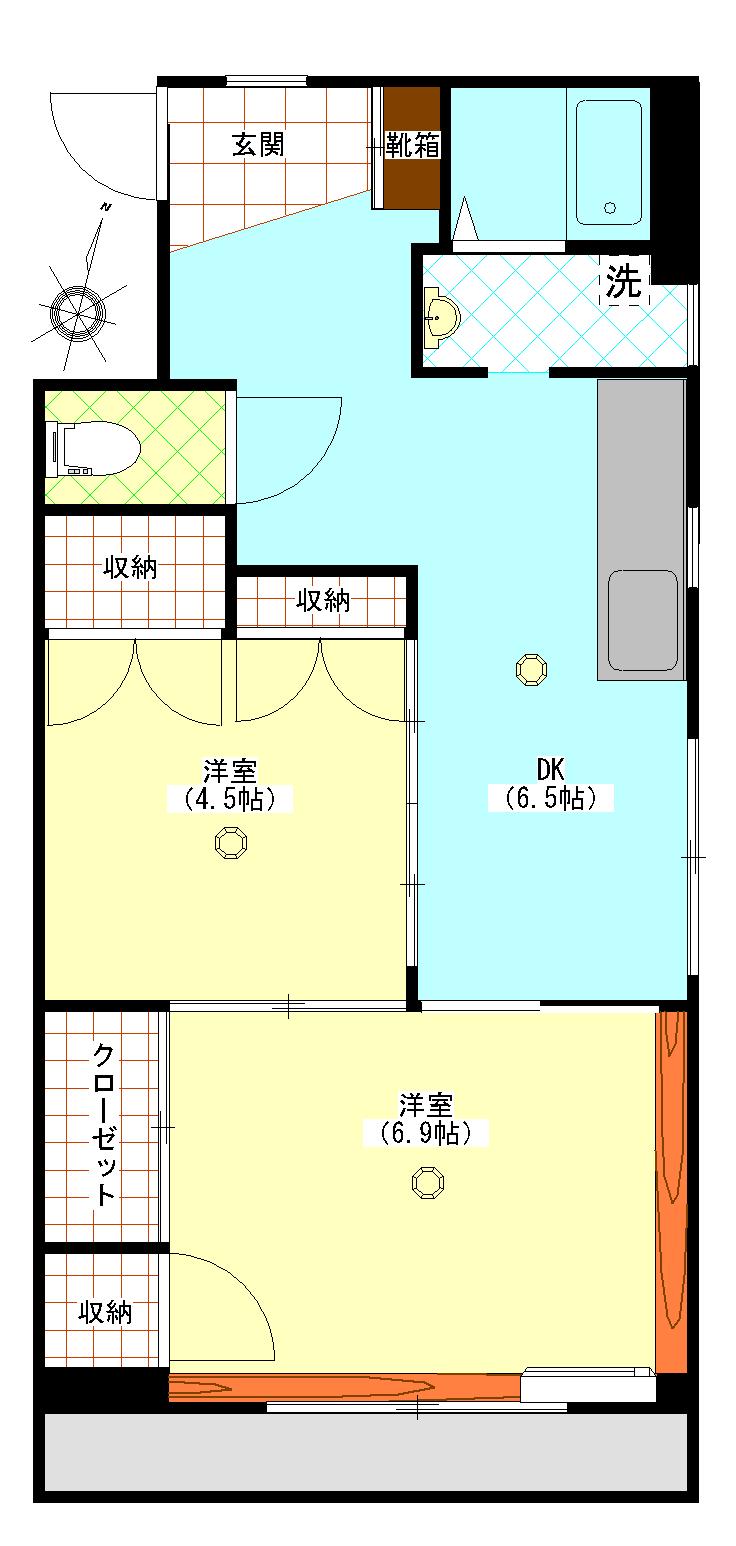 平泉荘(2DK/3階)の間取り写真