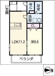 アトランティス四ツ谷(1LDK/2階)の間取り写真