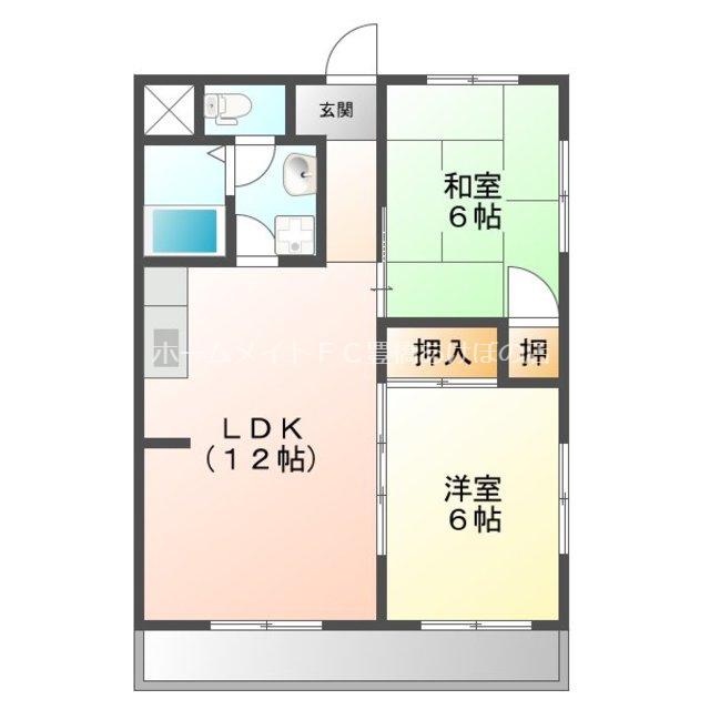 アスカII(2LDK/2階)の間取り写真