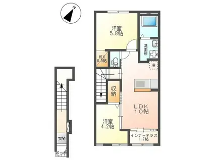 グランディオ(2LDK/2階)の間取り写真