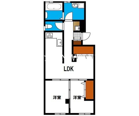 車屋マンション(2LDK/2階)の間取り写真