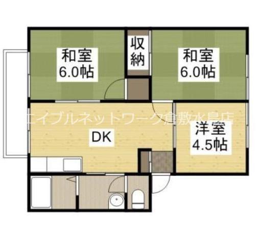 エフシリーズ ウエスト E棟(3DK/2階)の間取り写真