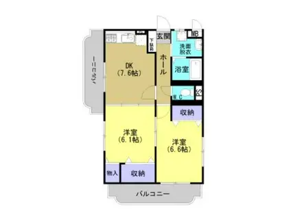 ユーミー暖家(2DK/3階)の間取り写真