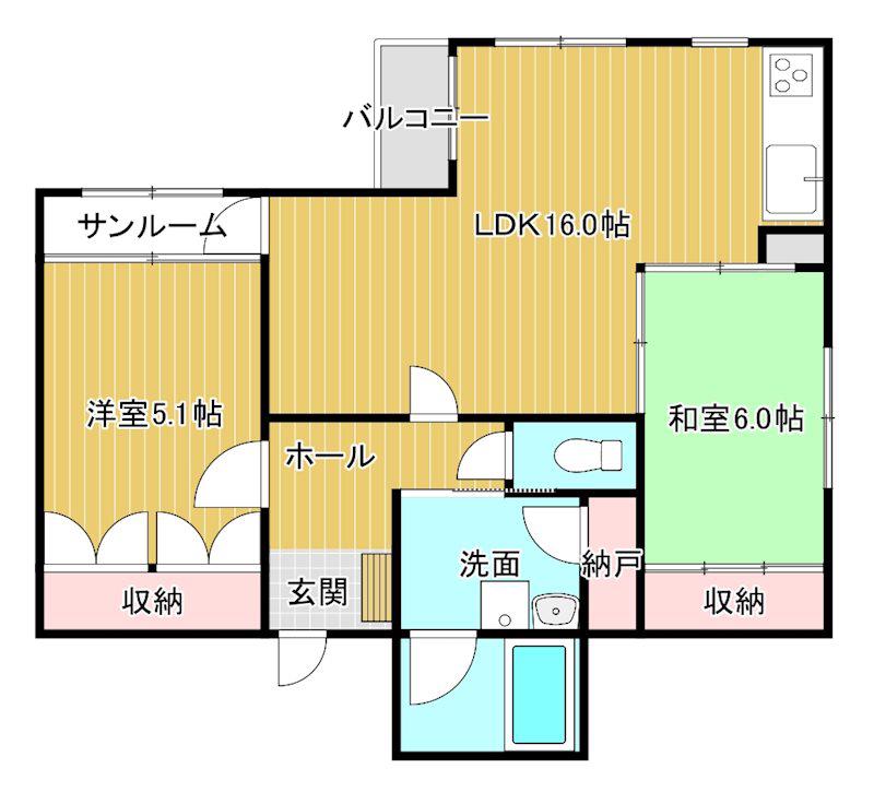 シティサンモリス(2LDK/2階)の間取り写真