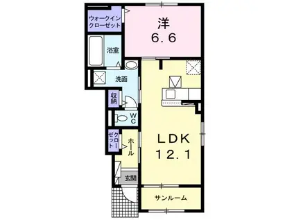 ノーブルハウス南方 B(1LDK/1階)の間取り写真