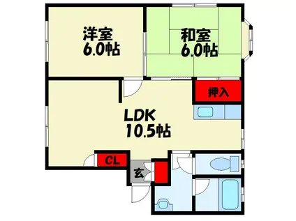 エクレール古野(2LDK/1階)の間取り写真