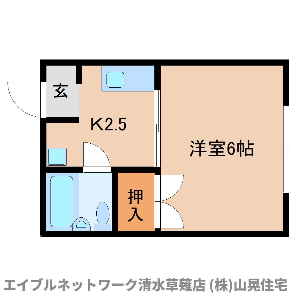 プレジール谷田(1K/2階)の間取り写真