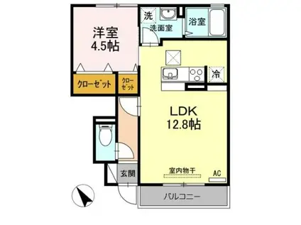 フォルトゥーナ(1LDK/1階)の間取り写真