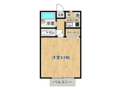 ハイパールコート(1K/1階)の間取り写真