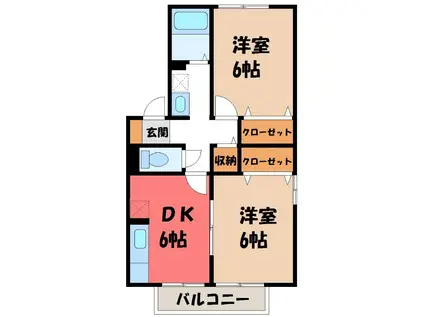 サニーウェル清里 A(2DK/1階)の間取り写真