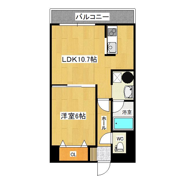 ソシオ山下通(1LDK/7階)の間取り写真