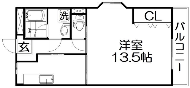 コーポフォレスト(1DK/3階)の間取り写真