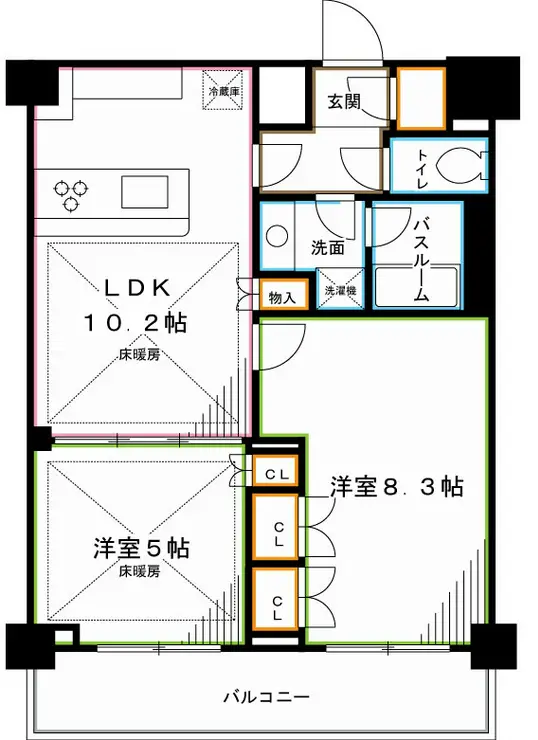 常盤レジデンシア荻窪 8階階 間取り