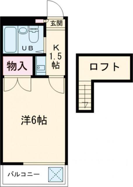 ジュネス芦谷(1K/2階)の間取り写真