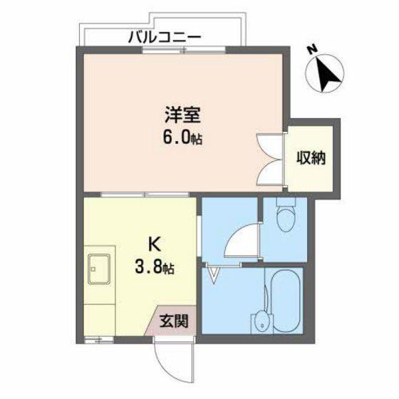 二幸コーポ(1K/2階)の間取り写真