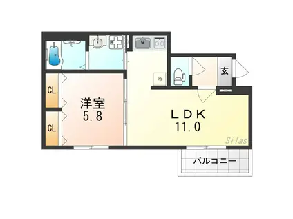アビテ上野町西(1LDK/3階)の間取り写真
