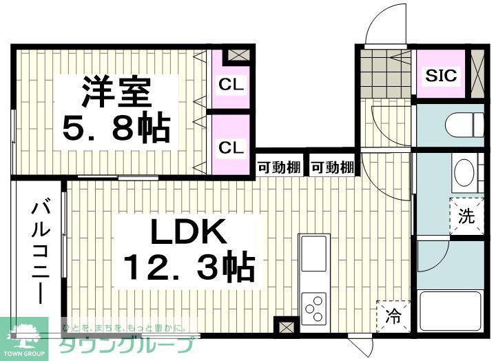 NASORA(1LDK/1階)の間取り写真