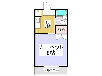 イレブンハイツ(1K/2階)の間取り写真