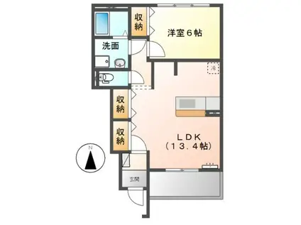 コンフォートグリーンヒルズ(1LDK/1階)の間取り写真