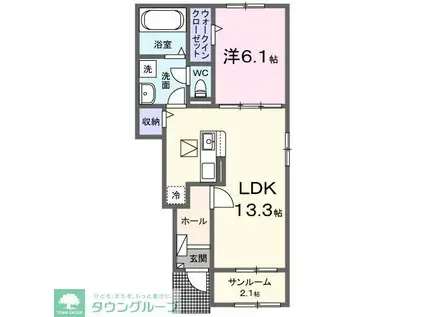 花崎北2丁目アパート(1LDK/1階)の間取り写真