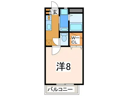 コーラルガーデン(1K/2階)の間取り写真