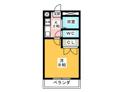 ドマーニ(1K/1階)の間取り写真