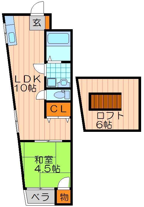 若竹ハイツ(1LDK/2階)の間取り写真