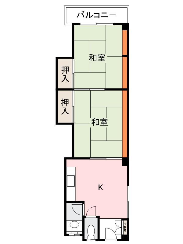 第八双葉荘(2DK/2階)の間取り写真