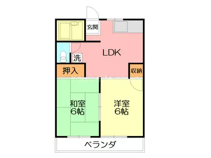 フェリオ小園(2DK/1階)の間取り写真