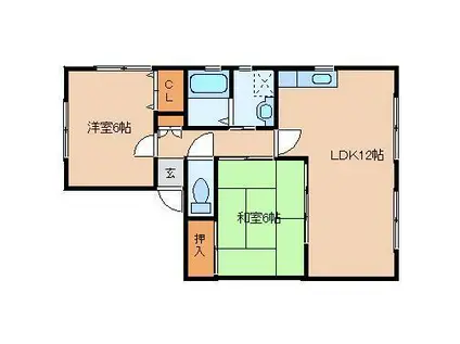 ドリームコーポラス(2LDK/1階)の間取り写真