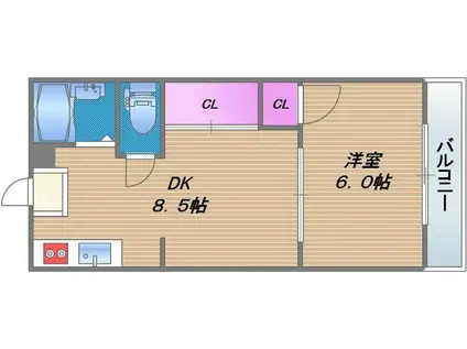 エルテ大今里(1LDK/4階)の間取り写真