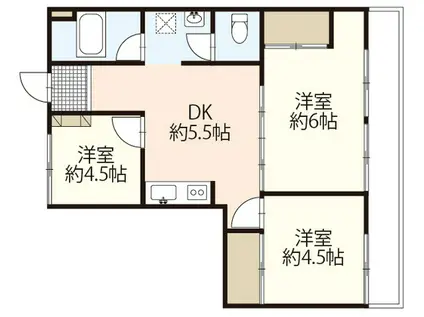 BAUHAUS天満(3DK/7階)の間取り写真
