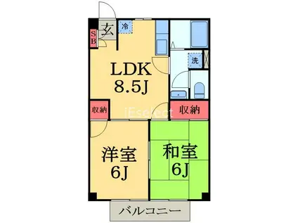 ノーブル B(2LDK/2階)の間取り写真
